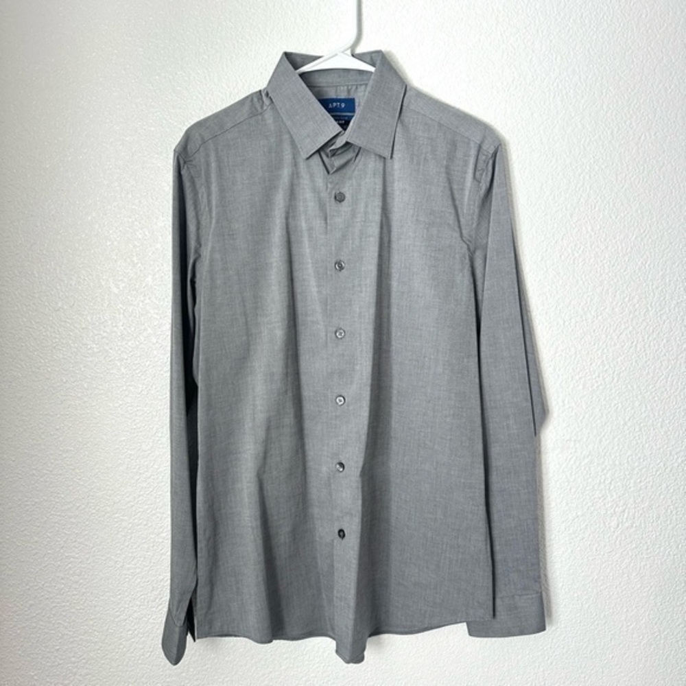 Apt. 9 Button Front Shirt Men’s M Gray Collared Long Sleeve Top